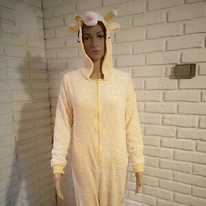 Weekend Edition Ladies Size XS Straight Fit Yellow Fleece Giraffe Onesie